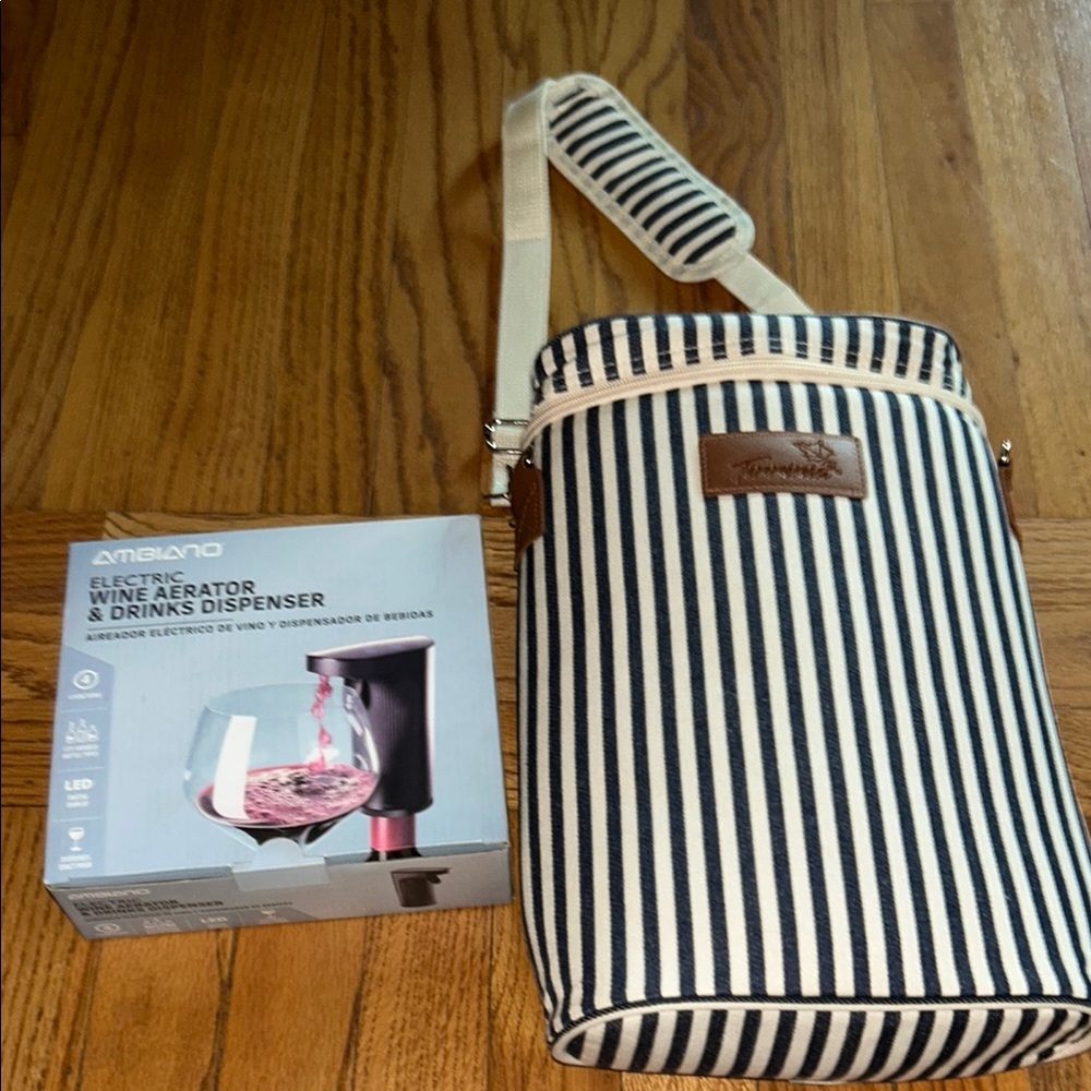 Striped Insulated Wine Bag